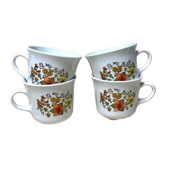 CORELLE COFFEE CUPS: VINTAGE INDIAN SUMMER PATTERN SET OF 4 - Picture 2 of 10